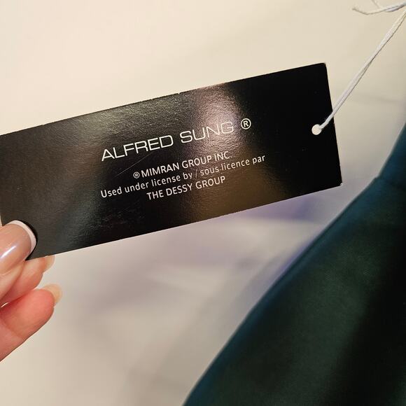 Alfred Sung Green One Shoulder Satin Gown Size 8R NWT Holidays Party Prom Event - Picture 8 of 11